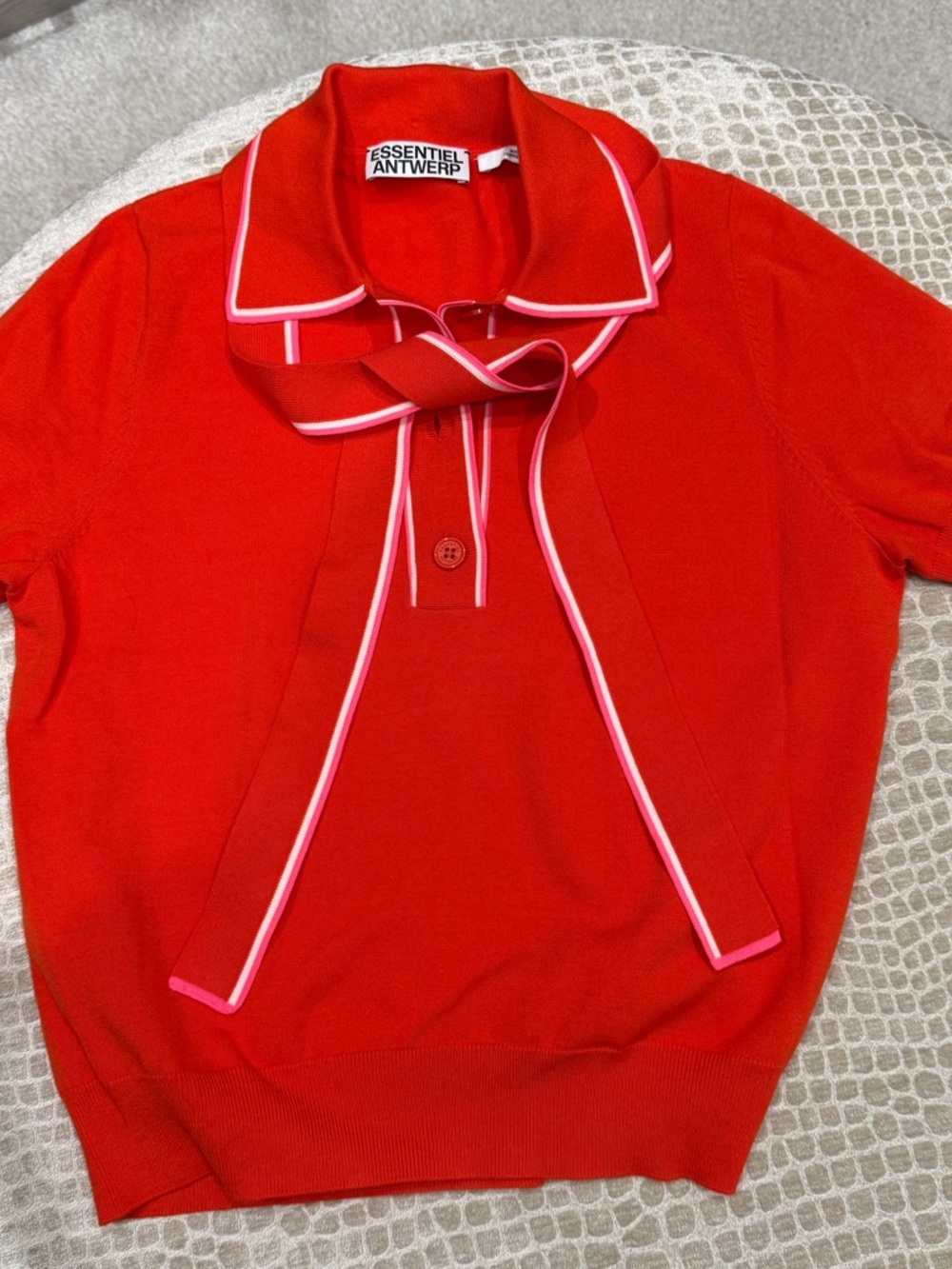 Essentiel Antwerp Women's Red Tie-Neck Scoop Sweater